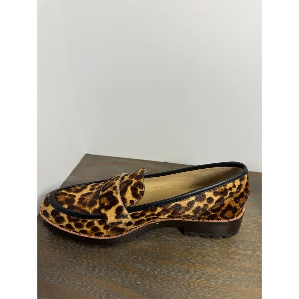Vince Camuto‎ Leopard Calf Hair Lug Sole Loafers Size 7 New Statement